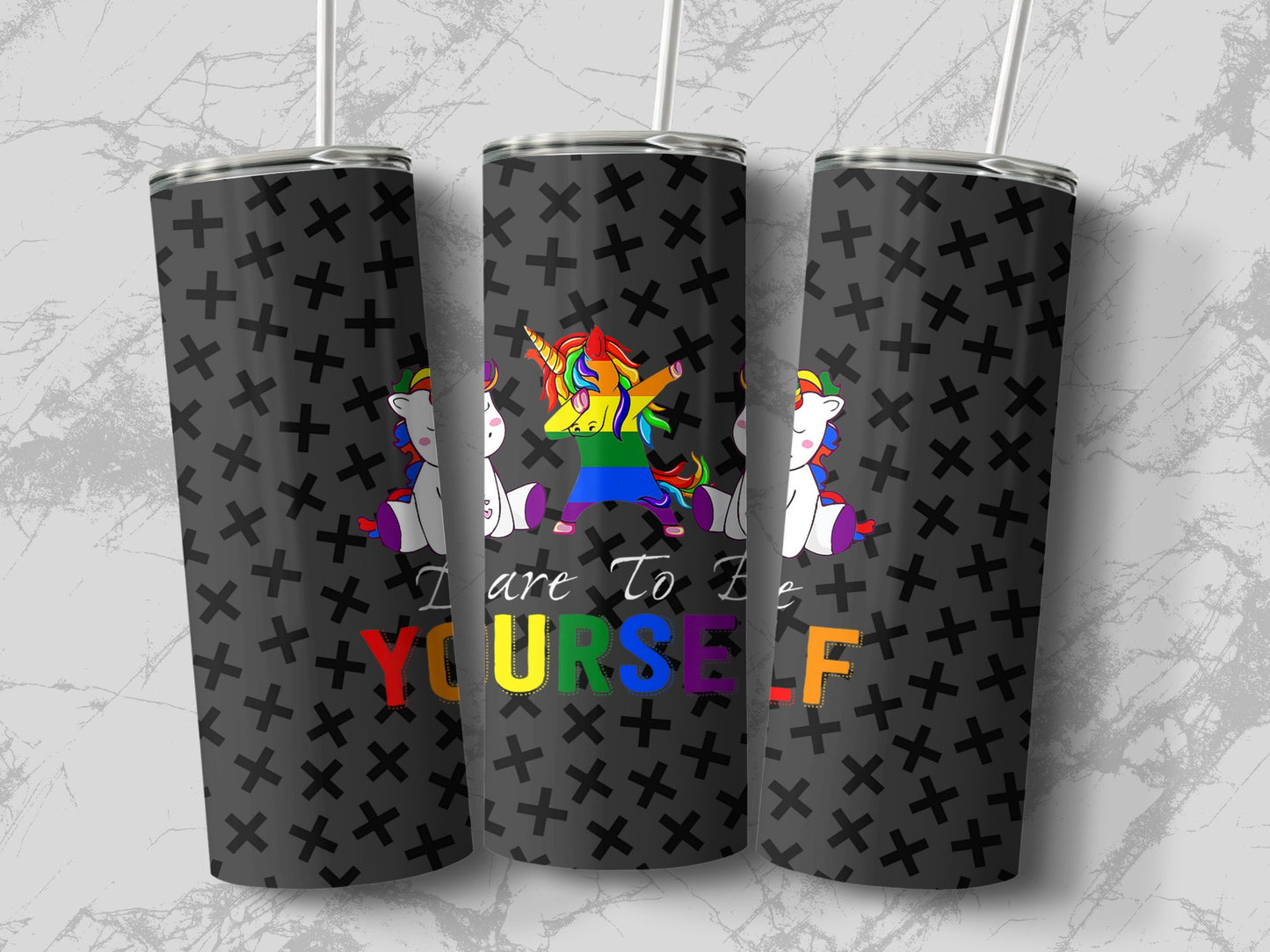 Dare To Be Yourself Colorful Unicorn Tumbler product