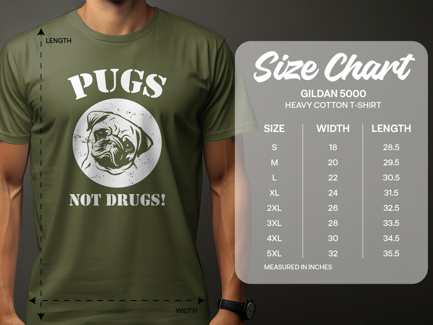 Pugs Not Drugs Graphic Tee Shirt Novelty Product