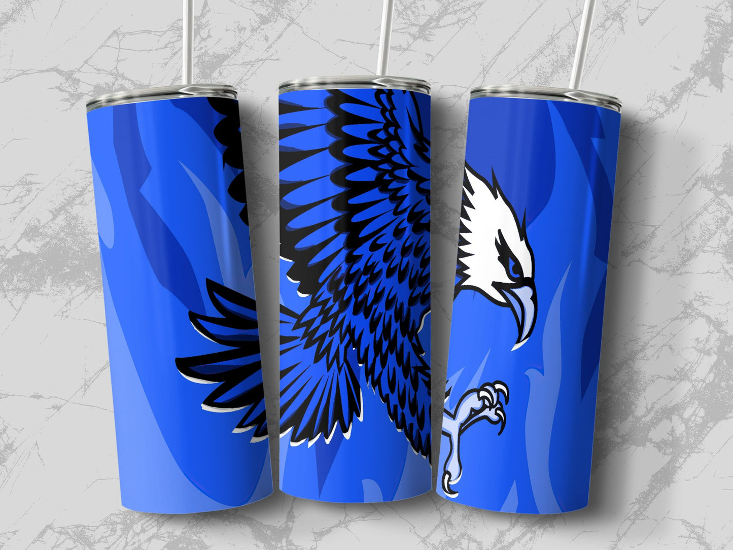 Blue and Black Eagle Design Travel Tumbler product