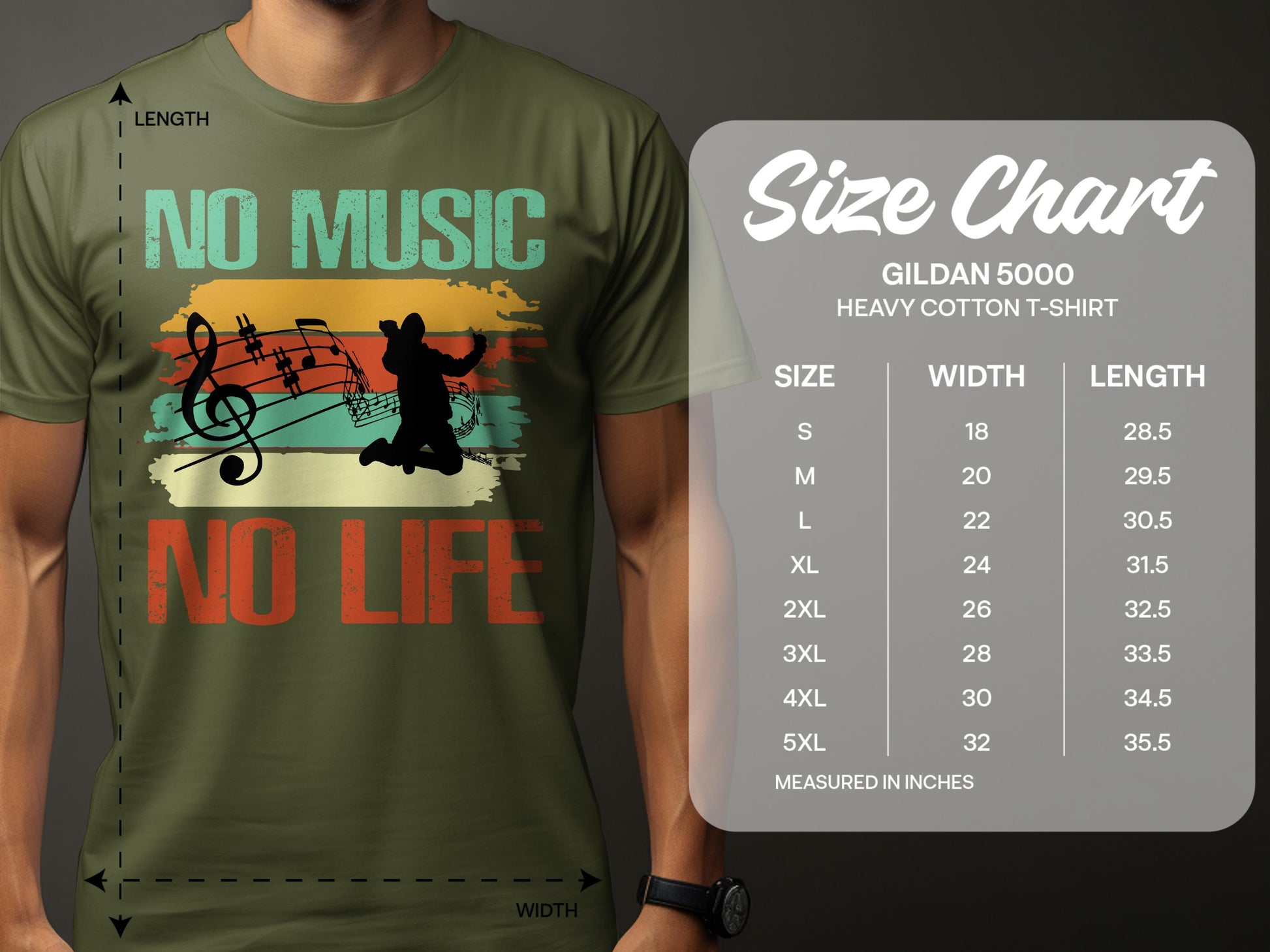 No Music No Life Gildan 5000 T-shirt product type