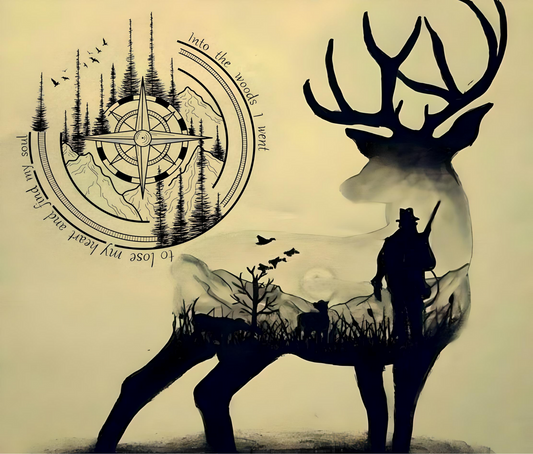 Into the Woods I Went Compass Deer Art product
