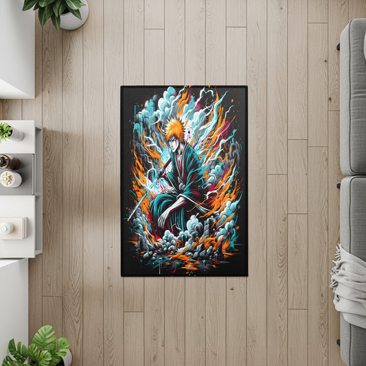Anime Spirit Warrior Rug - Stormbound Sword Energy Floor Art