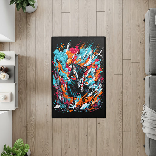 Stormbound Warrior Rug - Anime Action Floor Art Decor