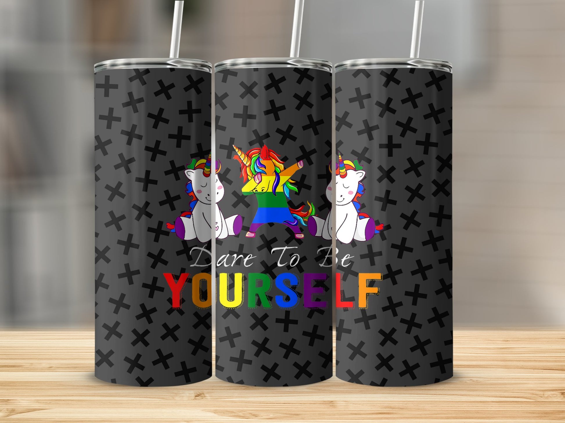 Dare To Be Yourself Rainbow Unicorn Tumbler product