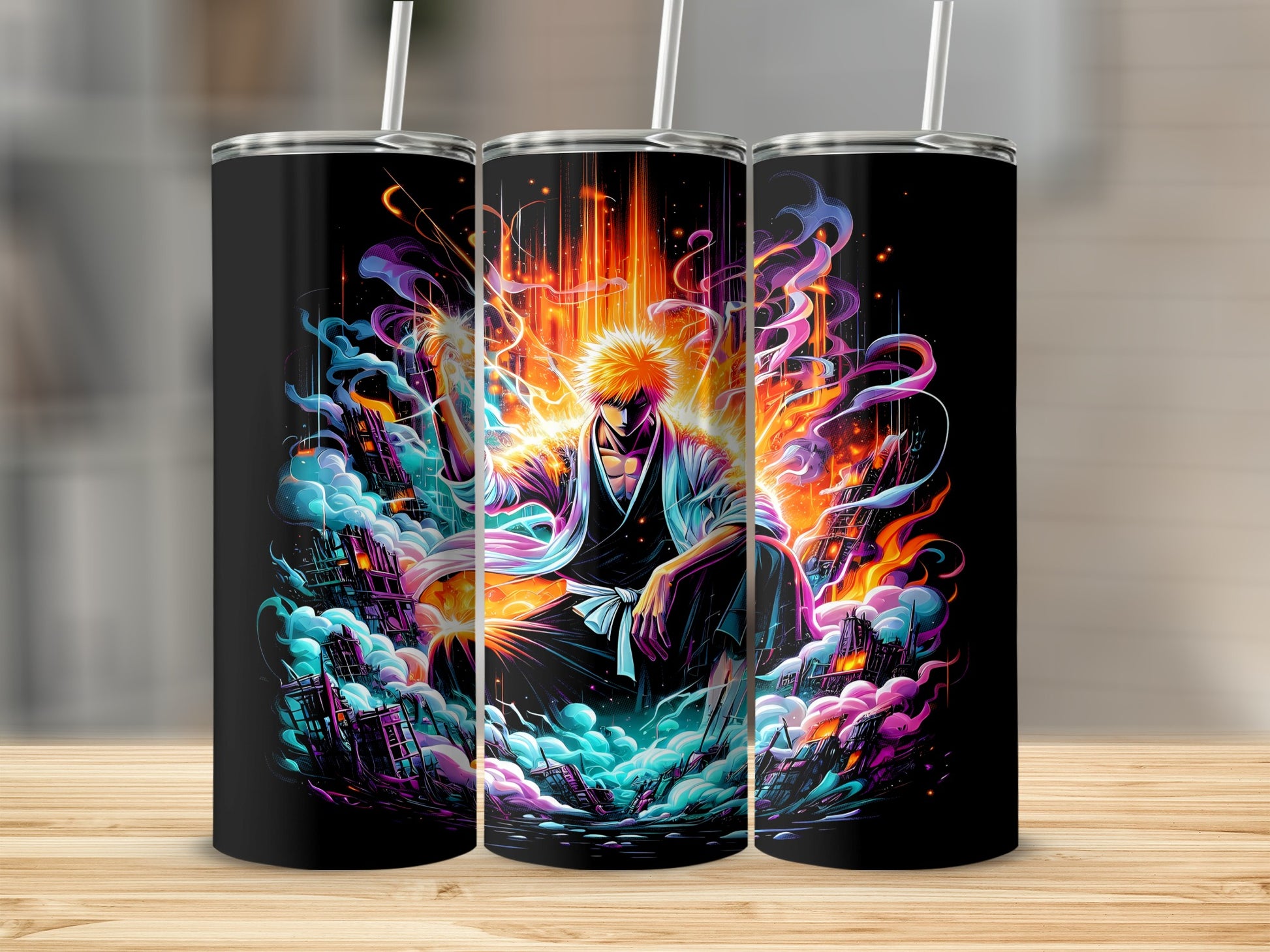 Vibrant Anime Character Art Insulated Tumbler Flask