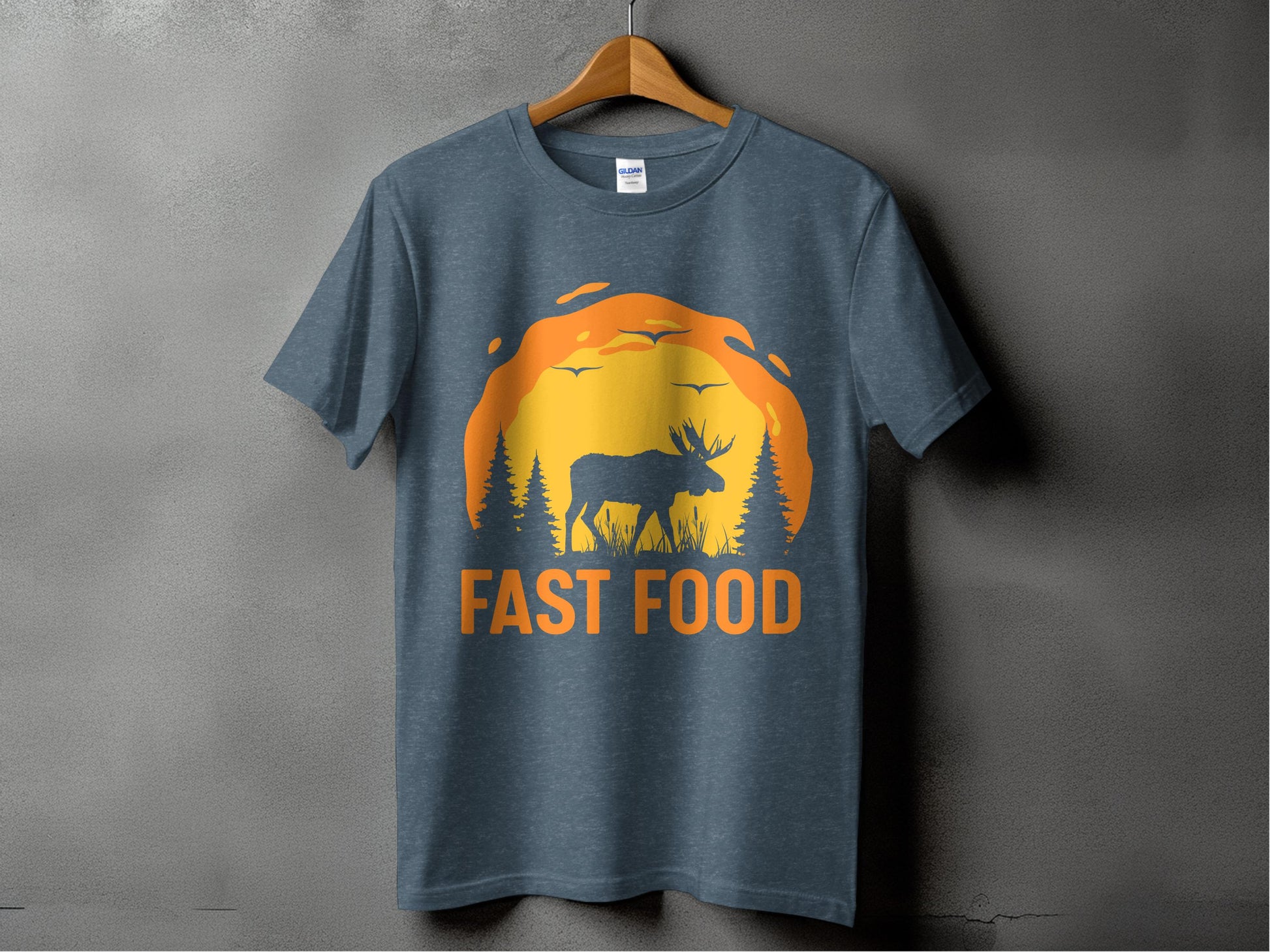 Fast Food Moose and Trees Grey T-shirt product