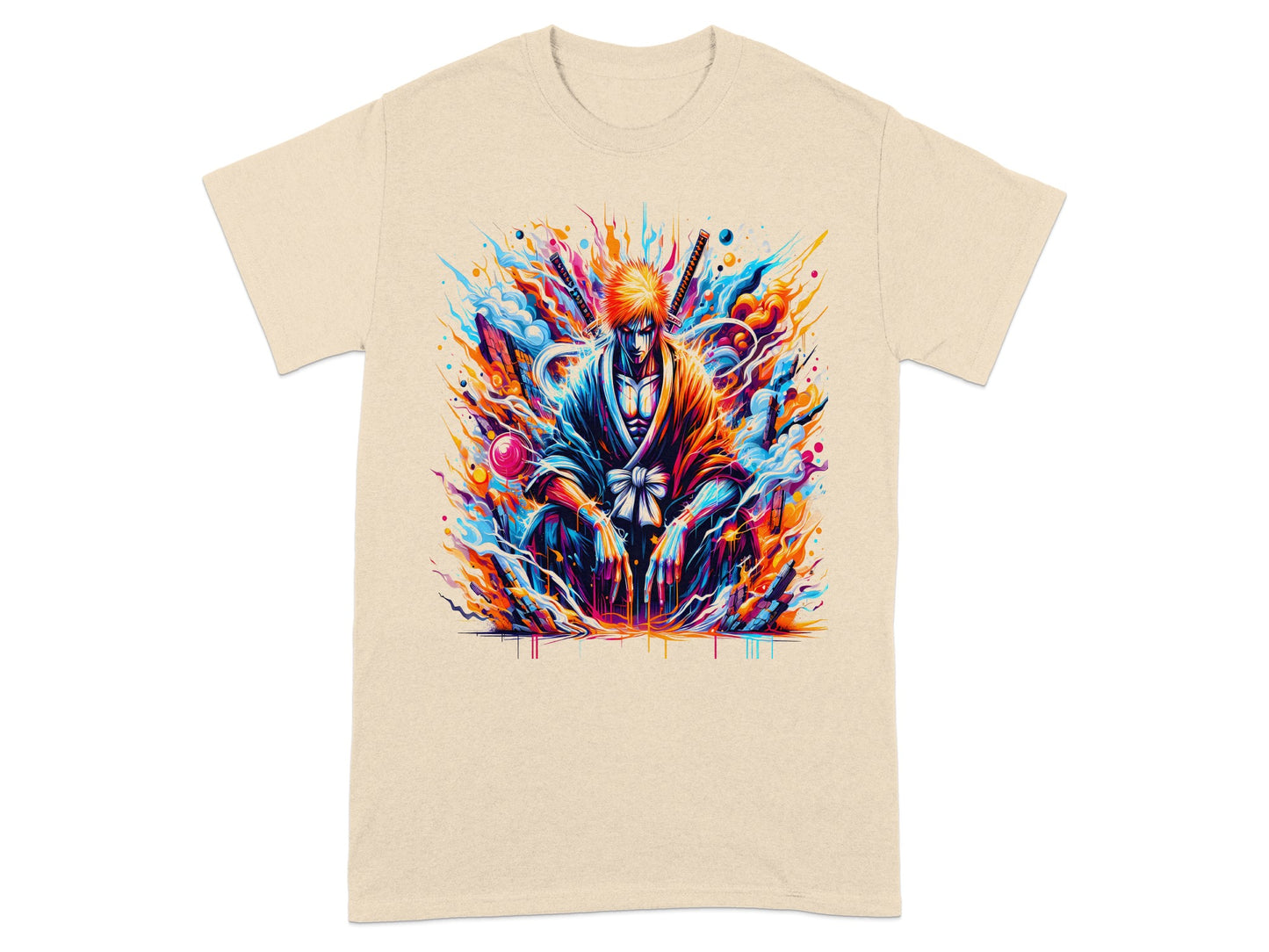 Vibrant Samurai Warrior Graphic Print T-Shirt