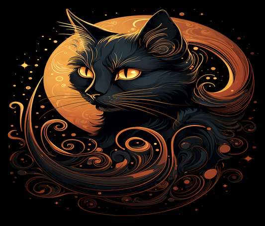 Enchanting Black Cat with Moonlit Background product type