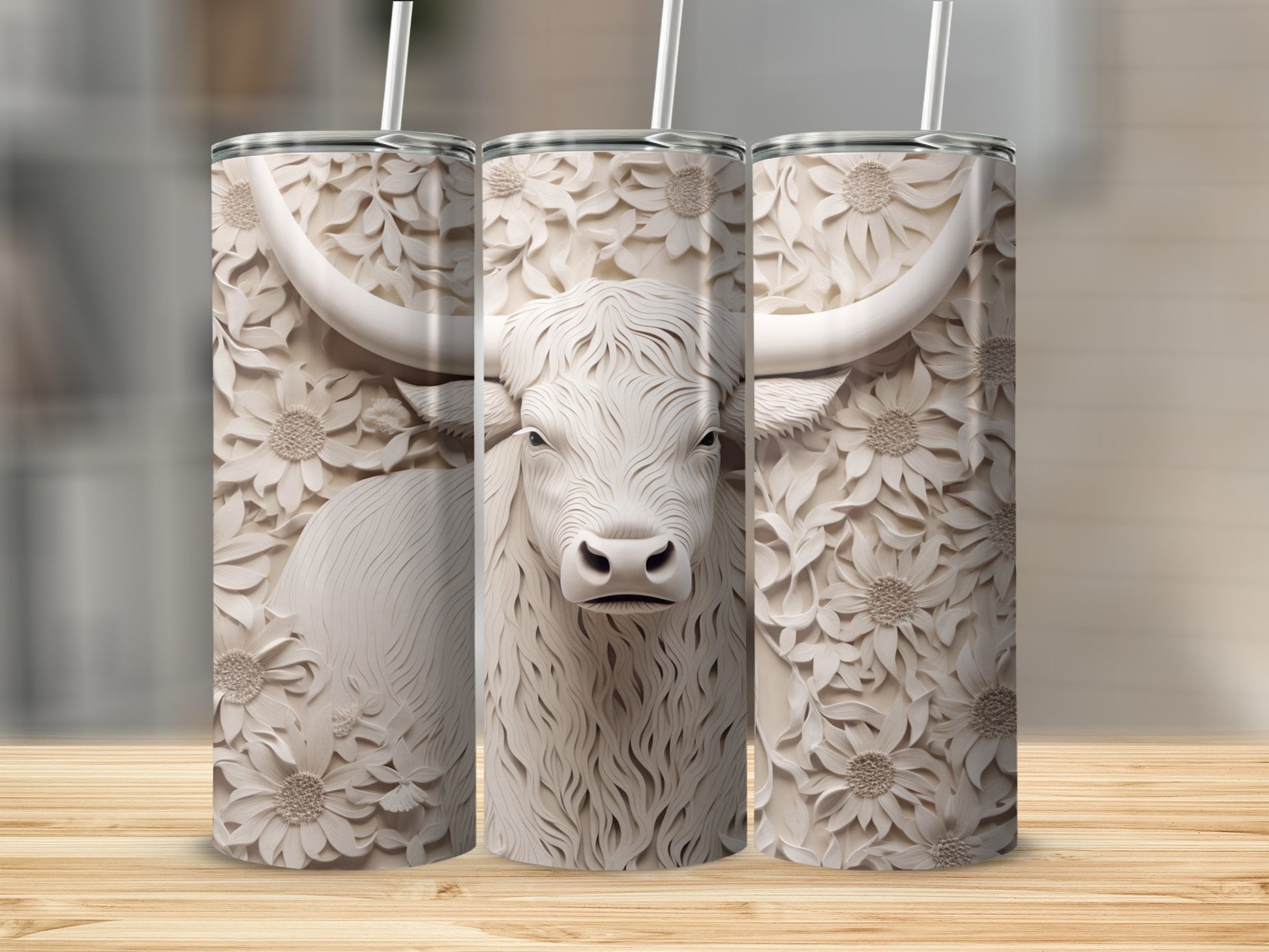 Highland Cow and Sunflower Pattern Tumbler product