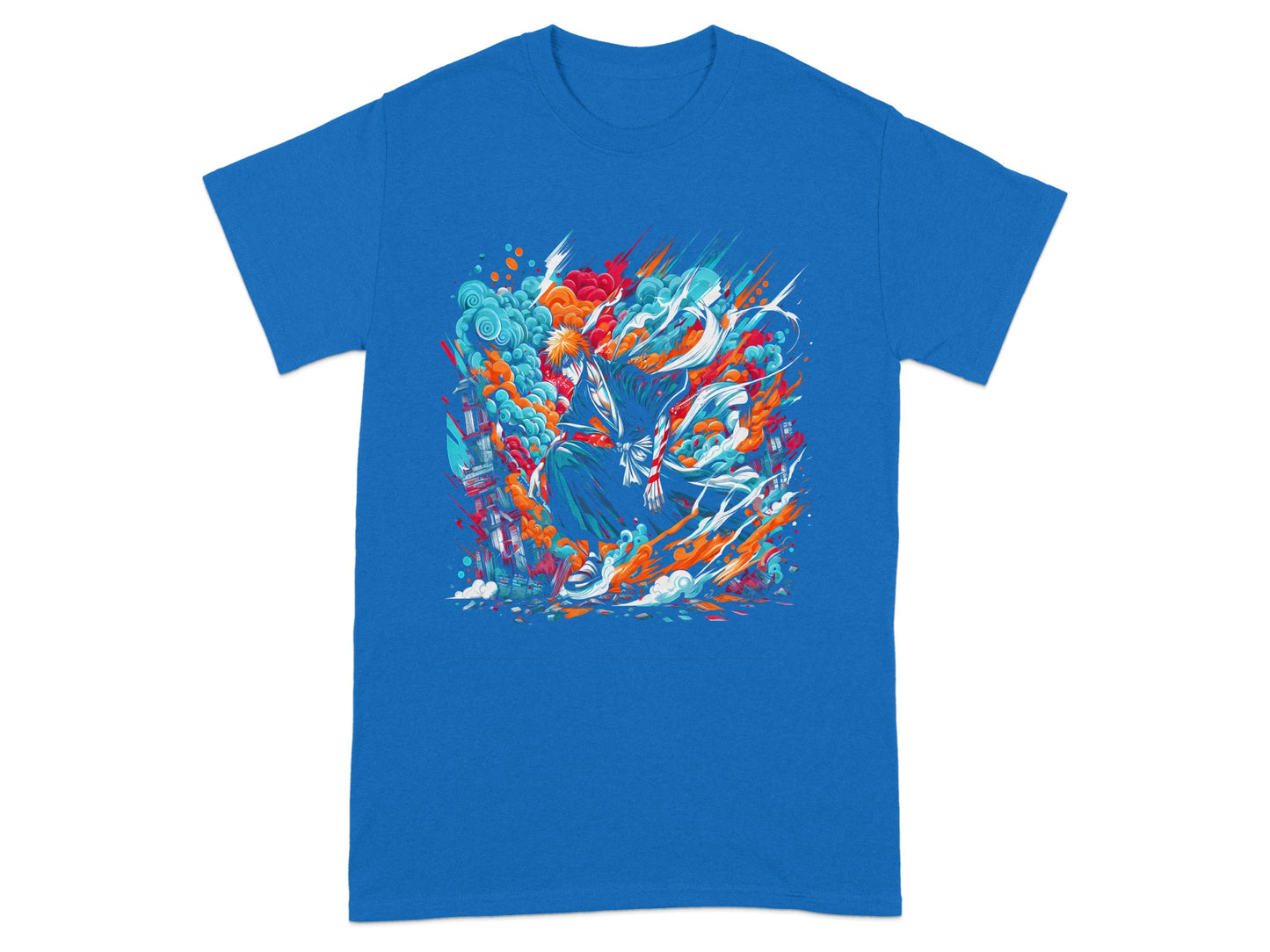 Vibrant Anime Character and Elemental Art T-shirt