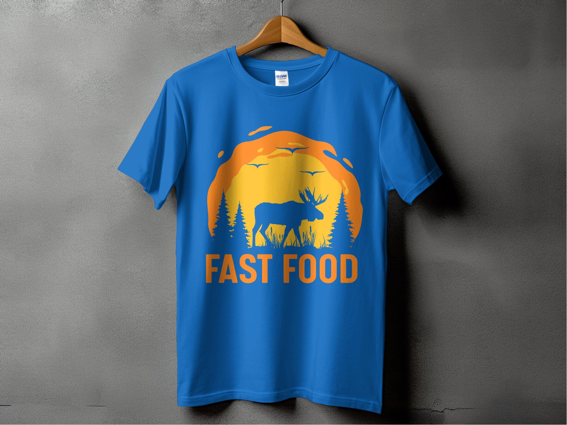 Fast Food Moose Graphic Blue T-Shirt product type