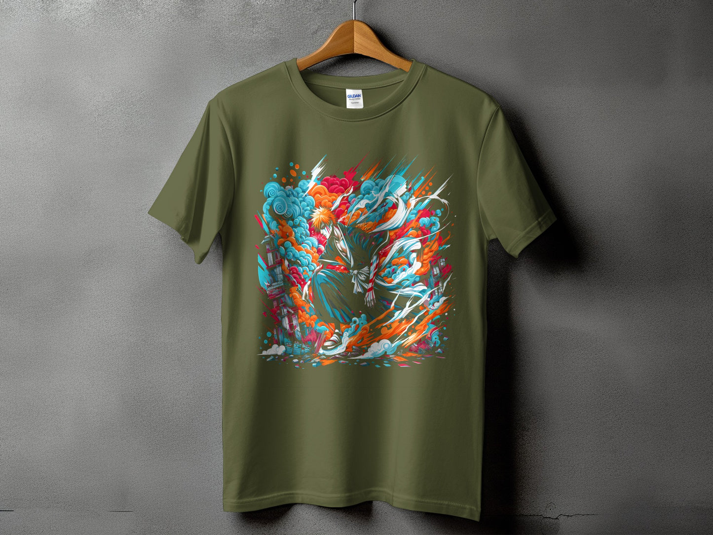 Vibrant Anime Samurai Graphic Printed T-Shirt Product