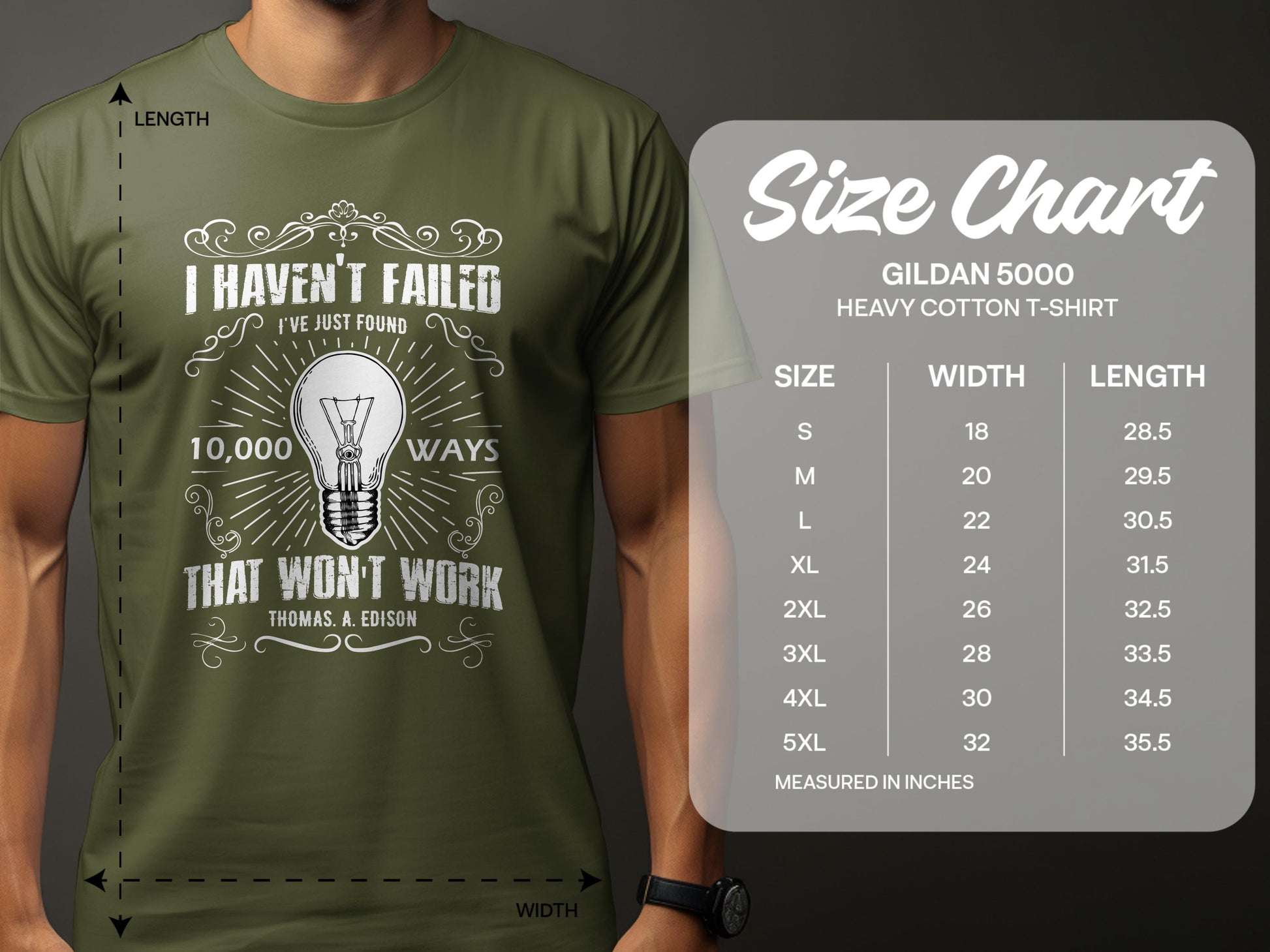 I Haven't Failed Edison Quote Heavy Cotton T-shirt product