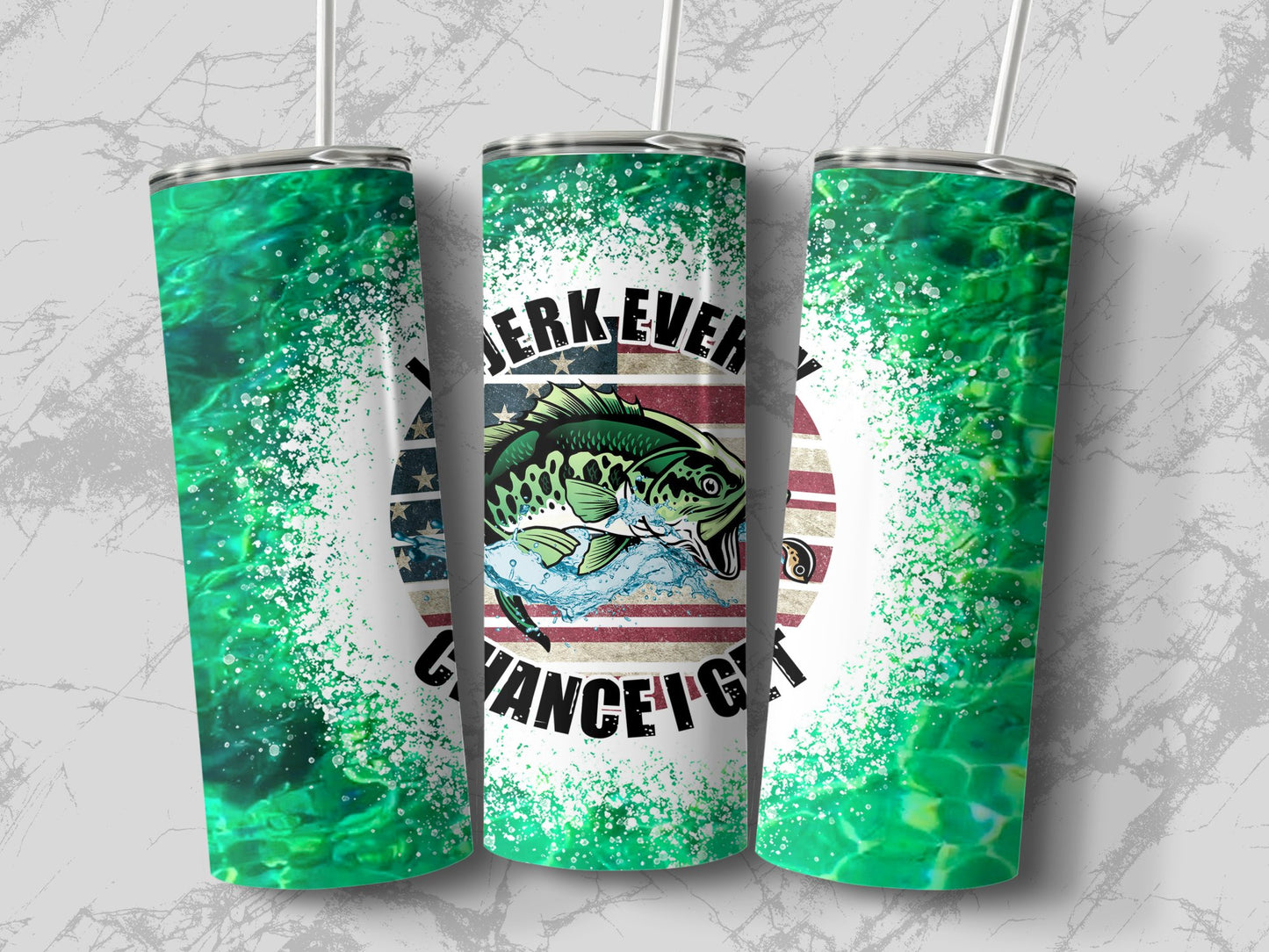 Vibrant Green Fishing Design Tumbler Perfect for Drinks Product