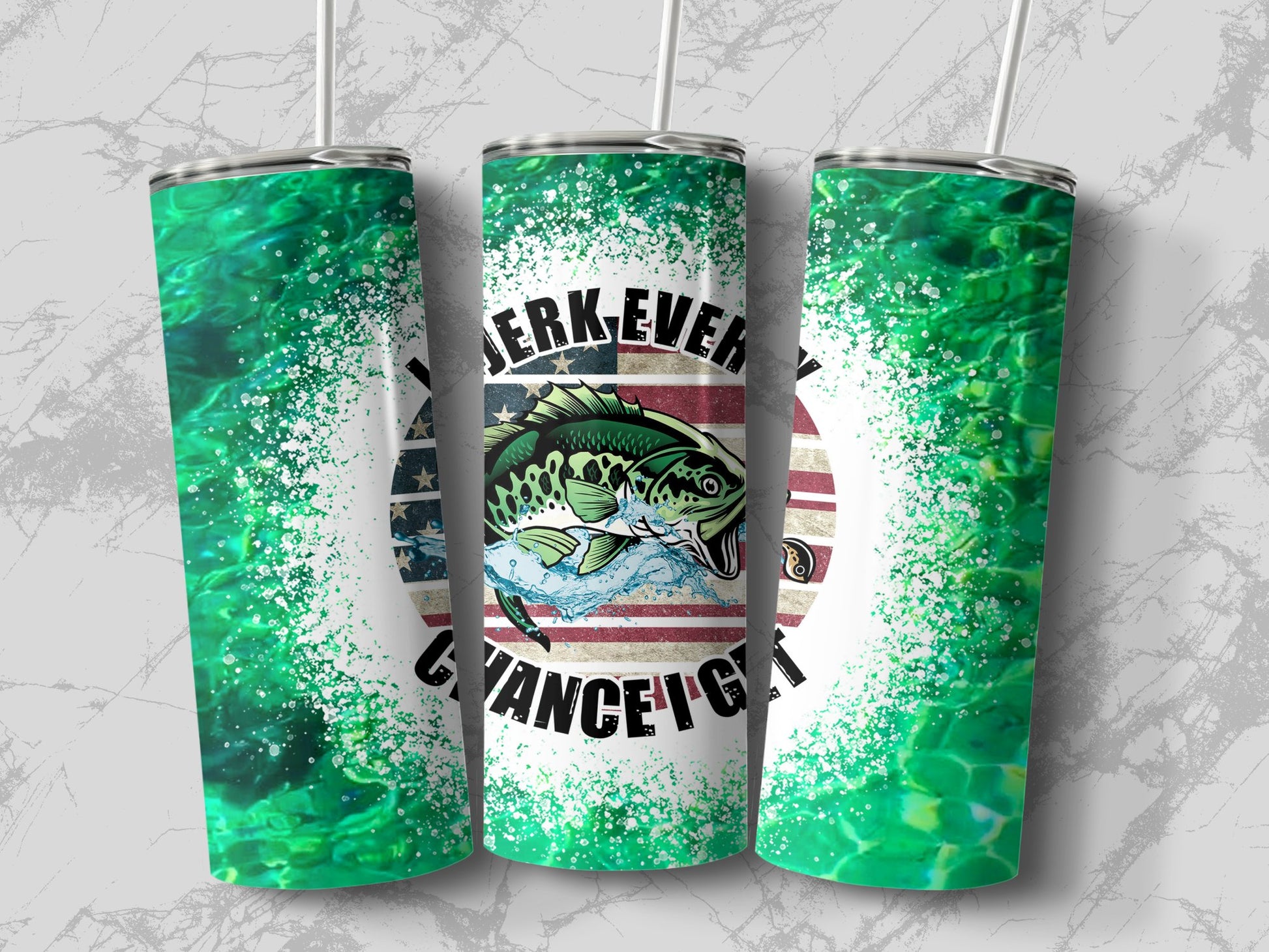 Vibrant Green Fishing Design Tumbler Perfect for Drinks Product