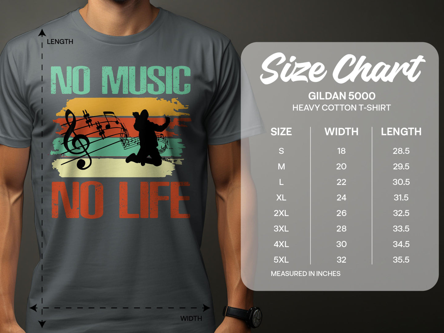 No Music No Life Silhouette Graphic T-shirt product type