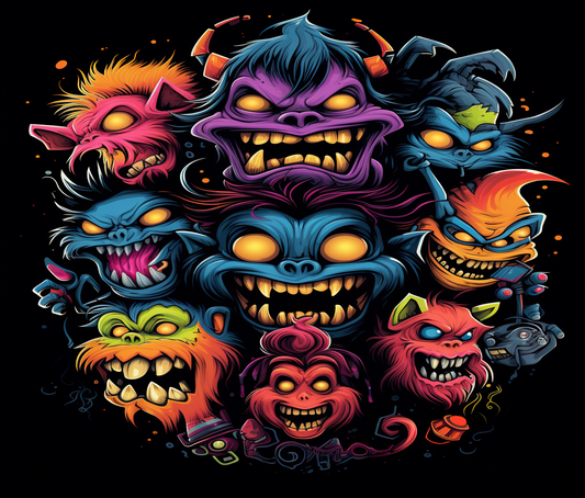 Vibrant and Colorful Cartoon Monsters Art product