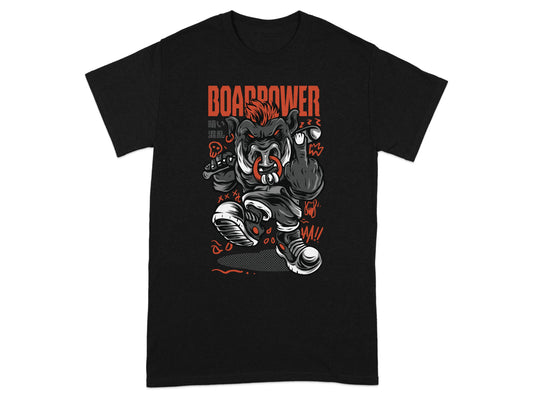 Boarpower Graphic Print Black T-Shirt product type