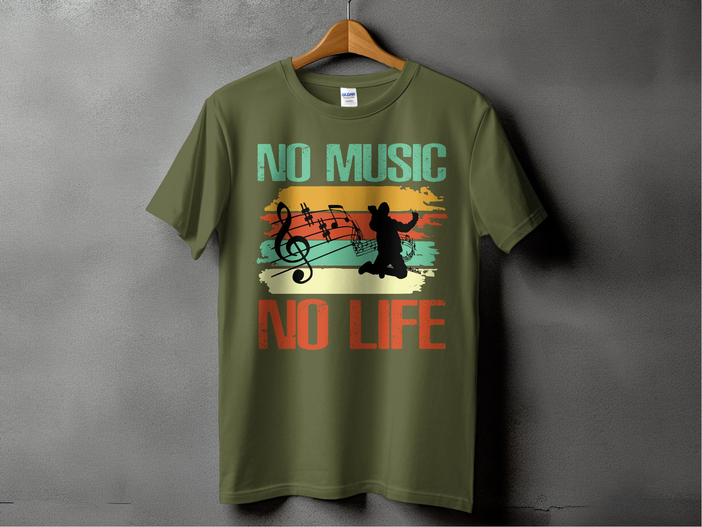 No Music No Life Inspirational Graphic T-Shirt product type