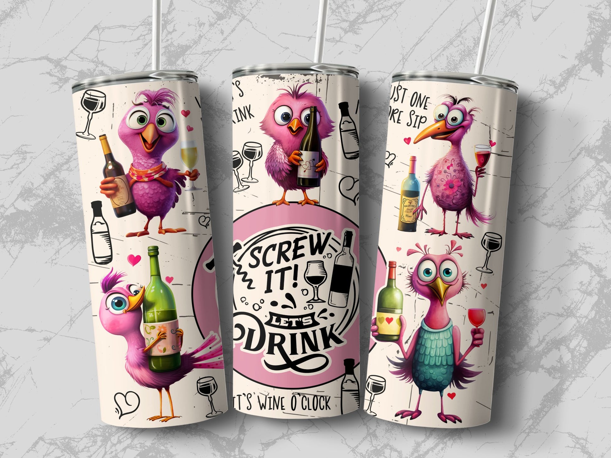 Funny Wine Lover Bird Design Insulated Tumbler product