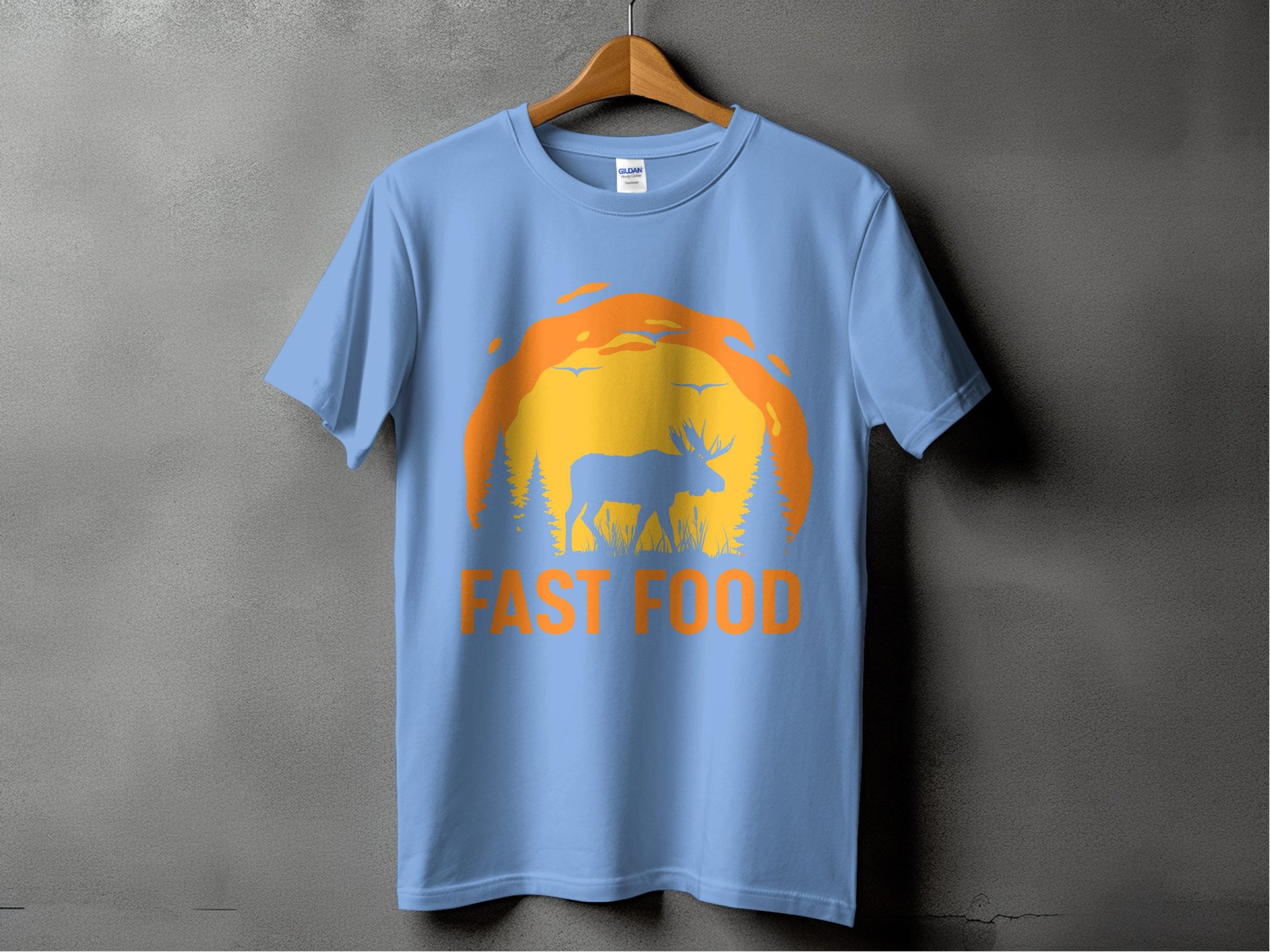 Unique Moose Fast Food Graphic Blue Shirt product