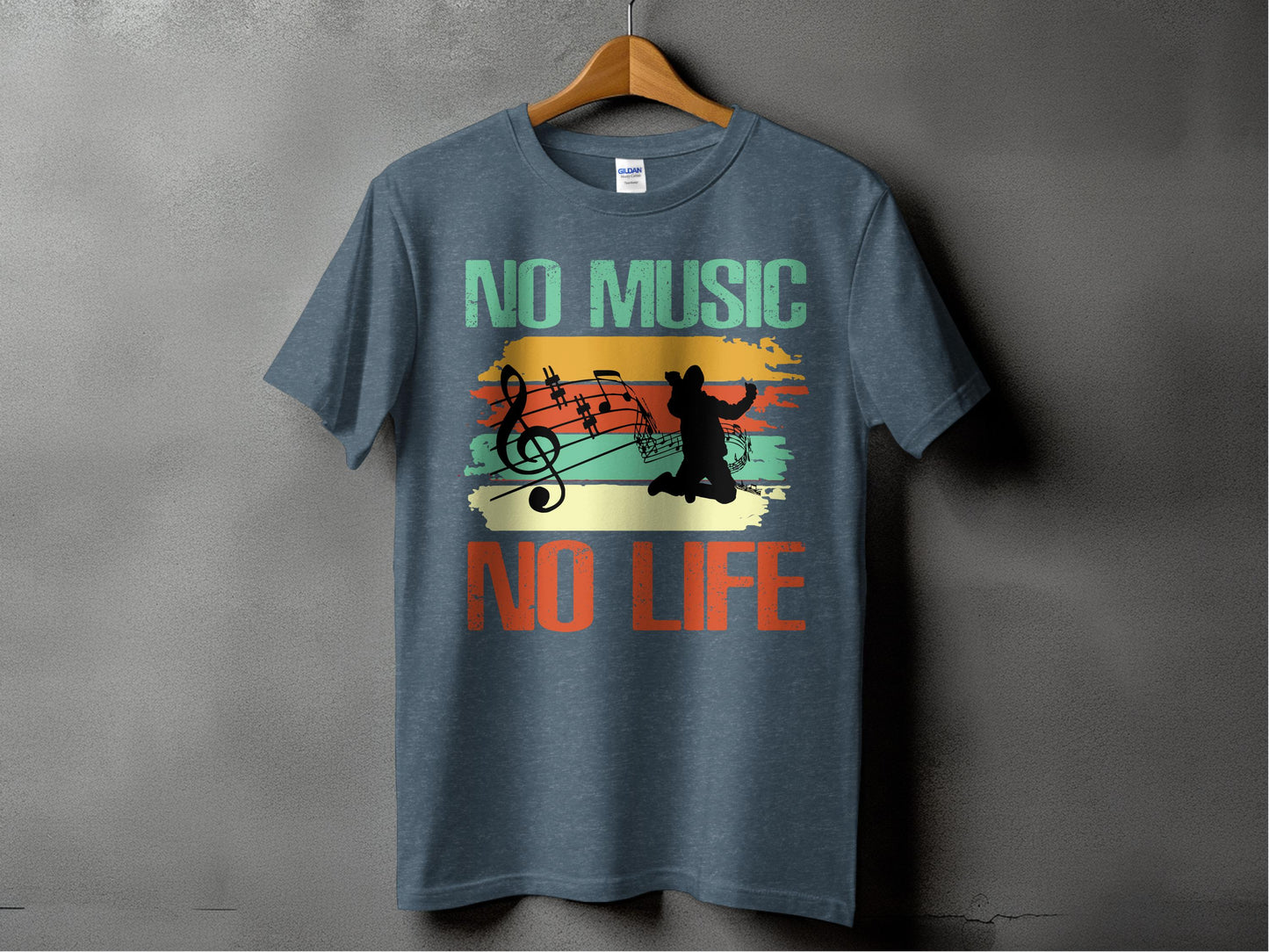 No Music No Life Musical Notes Design T-shirt product