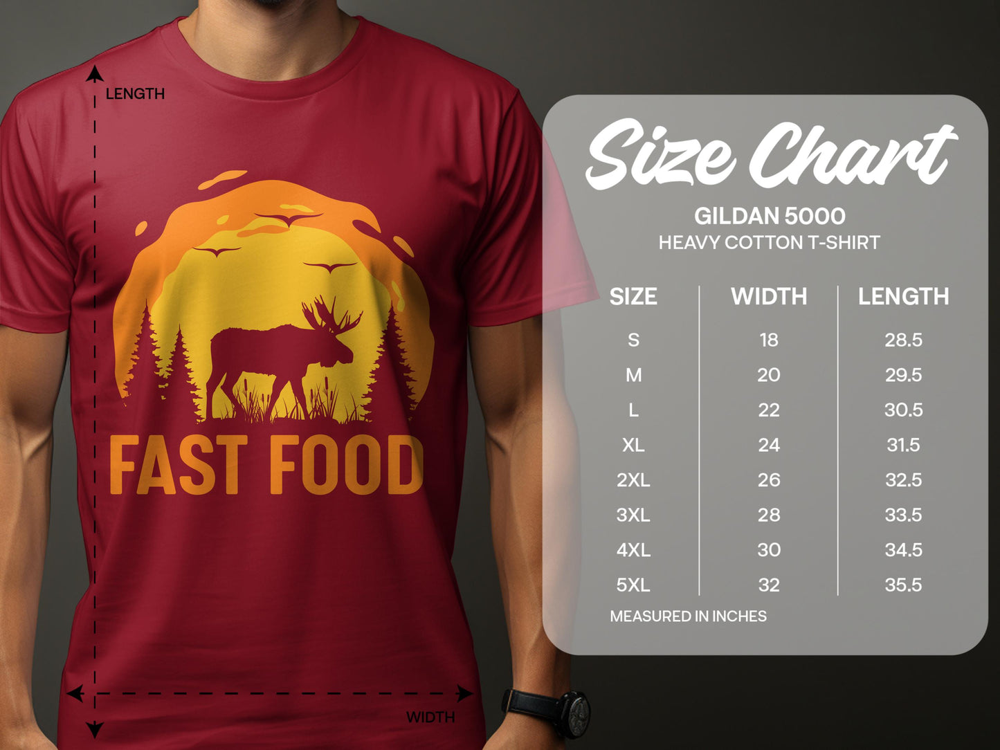 Moose in Nature Sunset Fast Food Design T-Shirt product type