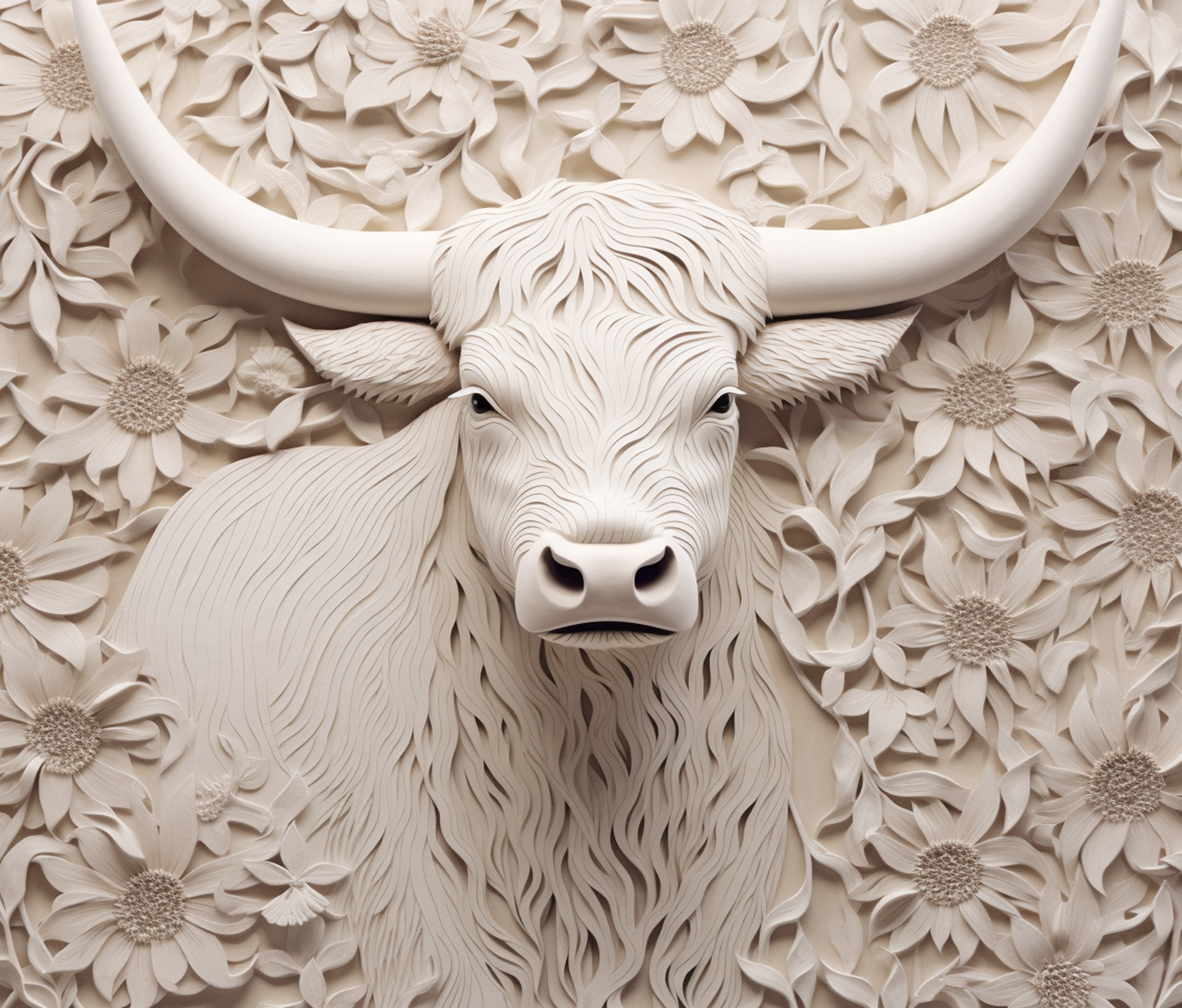 Highland Bull in Floral Art Intricate Wall Decor product