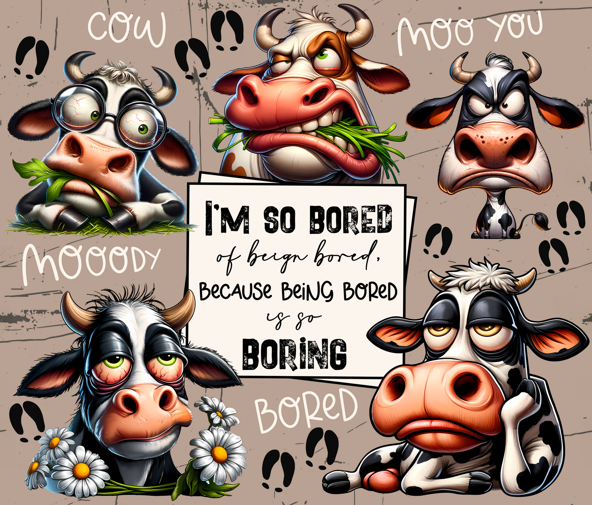 I'm So Bored Of Being Bored Cow Wall Art product type
