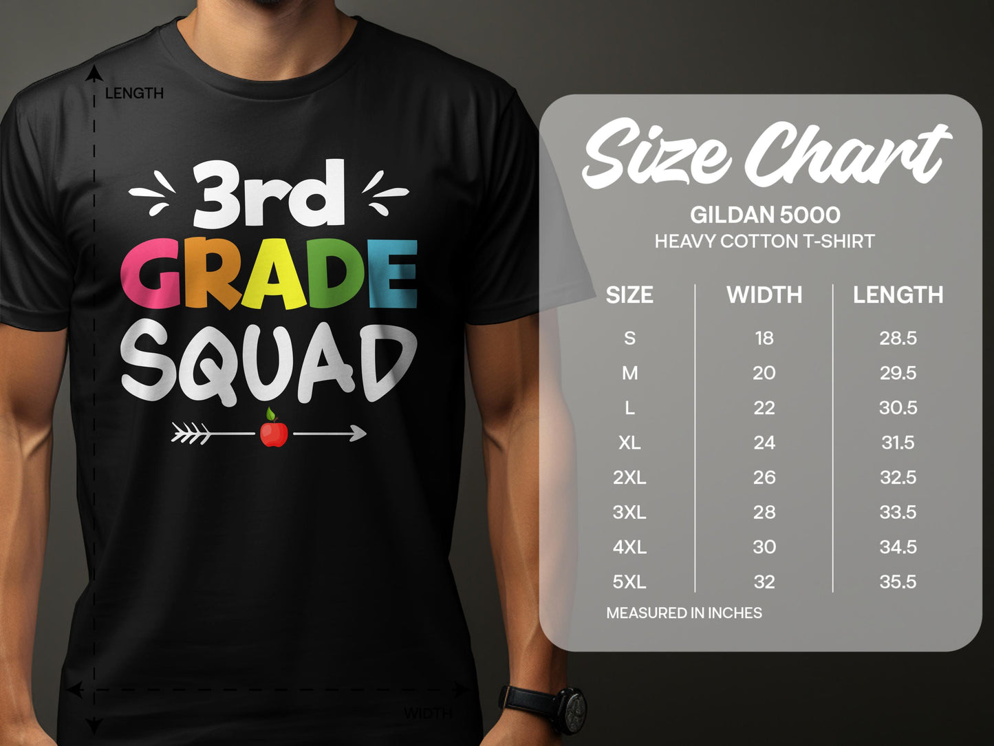 3rd Grade Squad Colorful Lettering T-shirt product