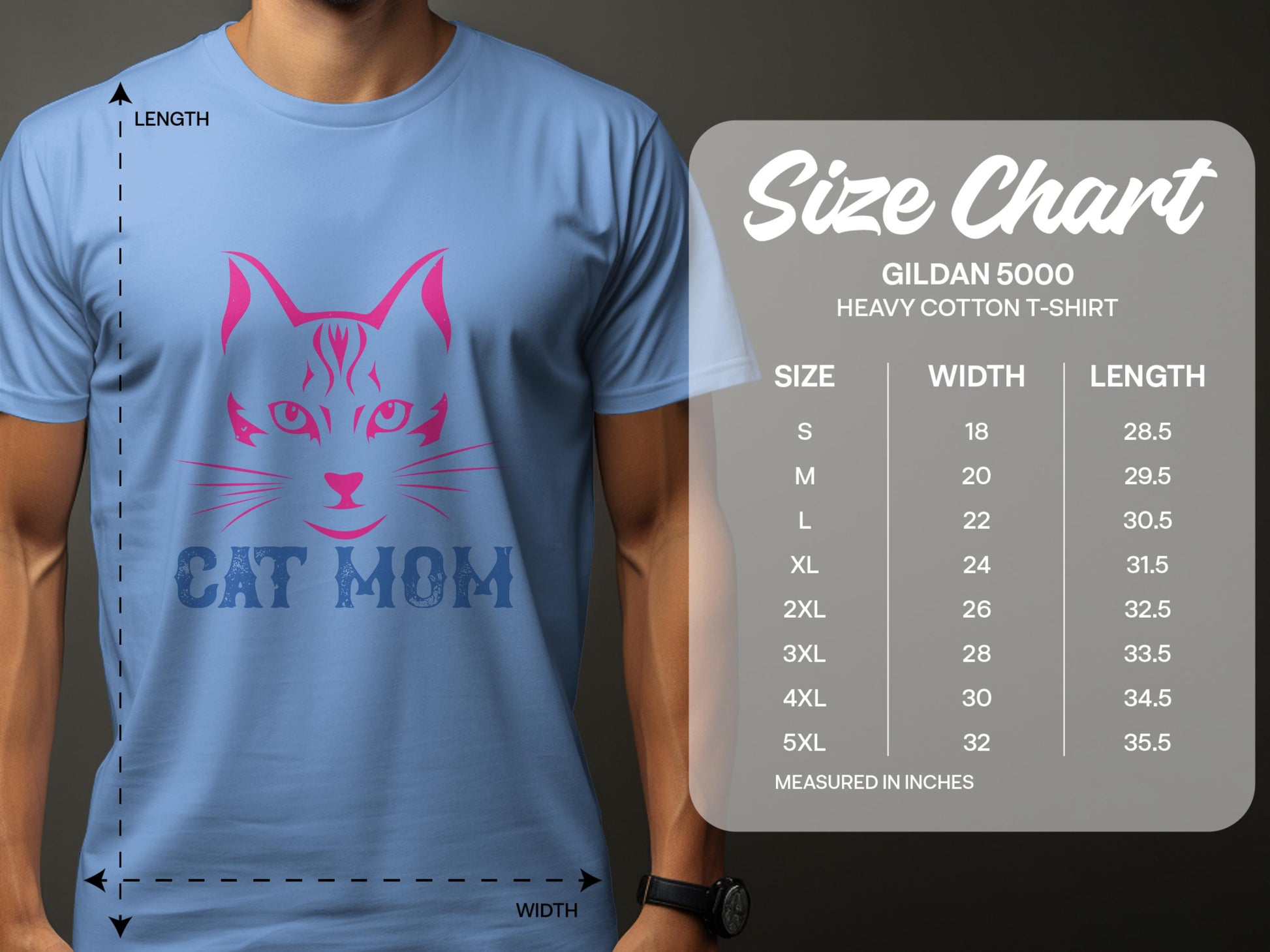 Cat Mom Graphic Tee Blue Cat Print Design product