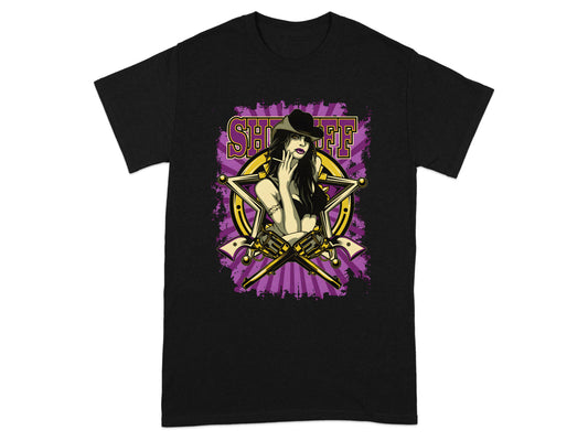 Sheriff Cowgirl Art Graphic Short Sleeve T-Shirt product type