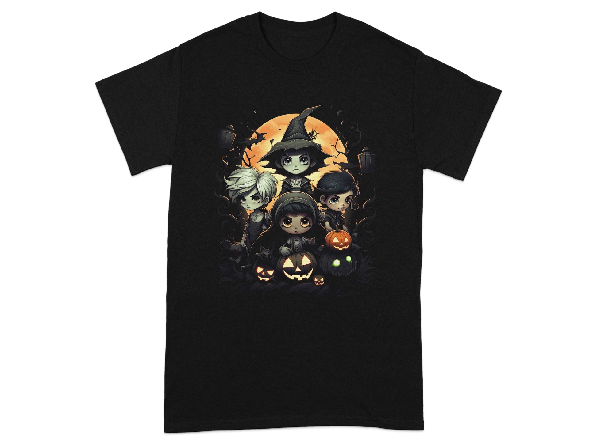 Adorable Halloween Kids and Pumpkins Artwork Shirt Product
