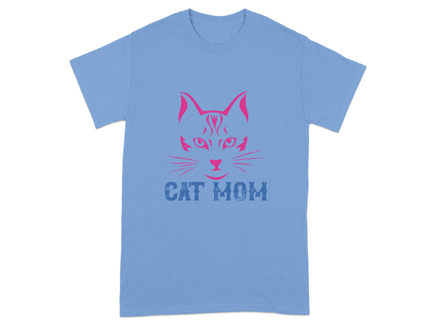 Cat Mom Blue T-shirt with Pink Cat Design product type