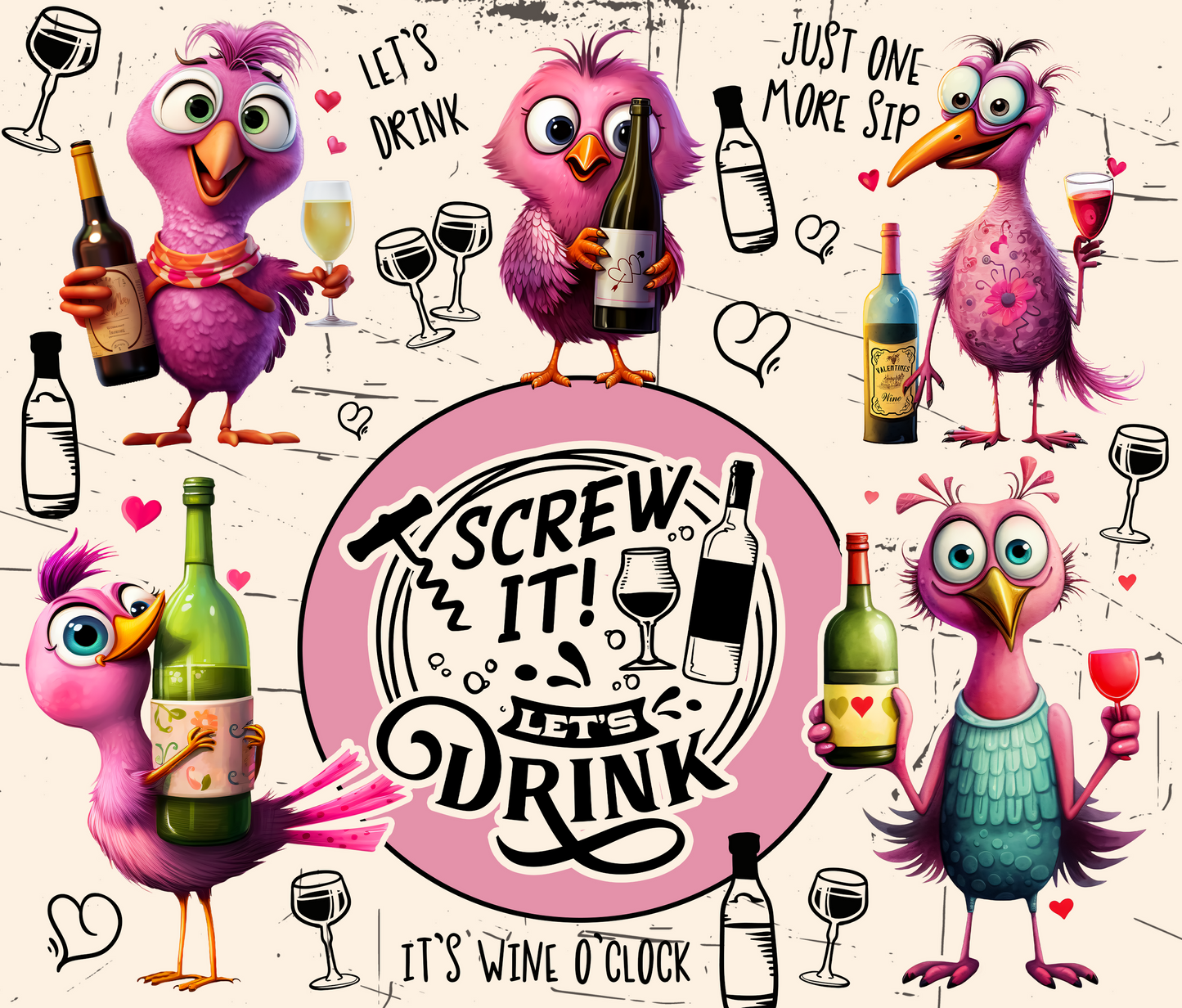 Let's Drink Funny Animal Wine Humor Poster product type