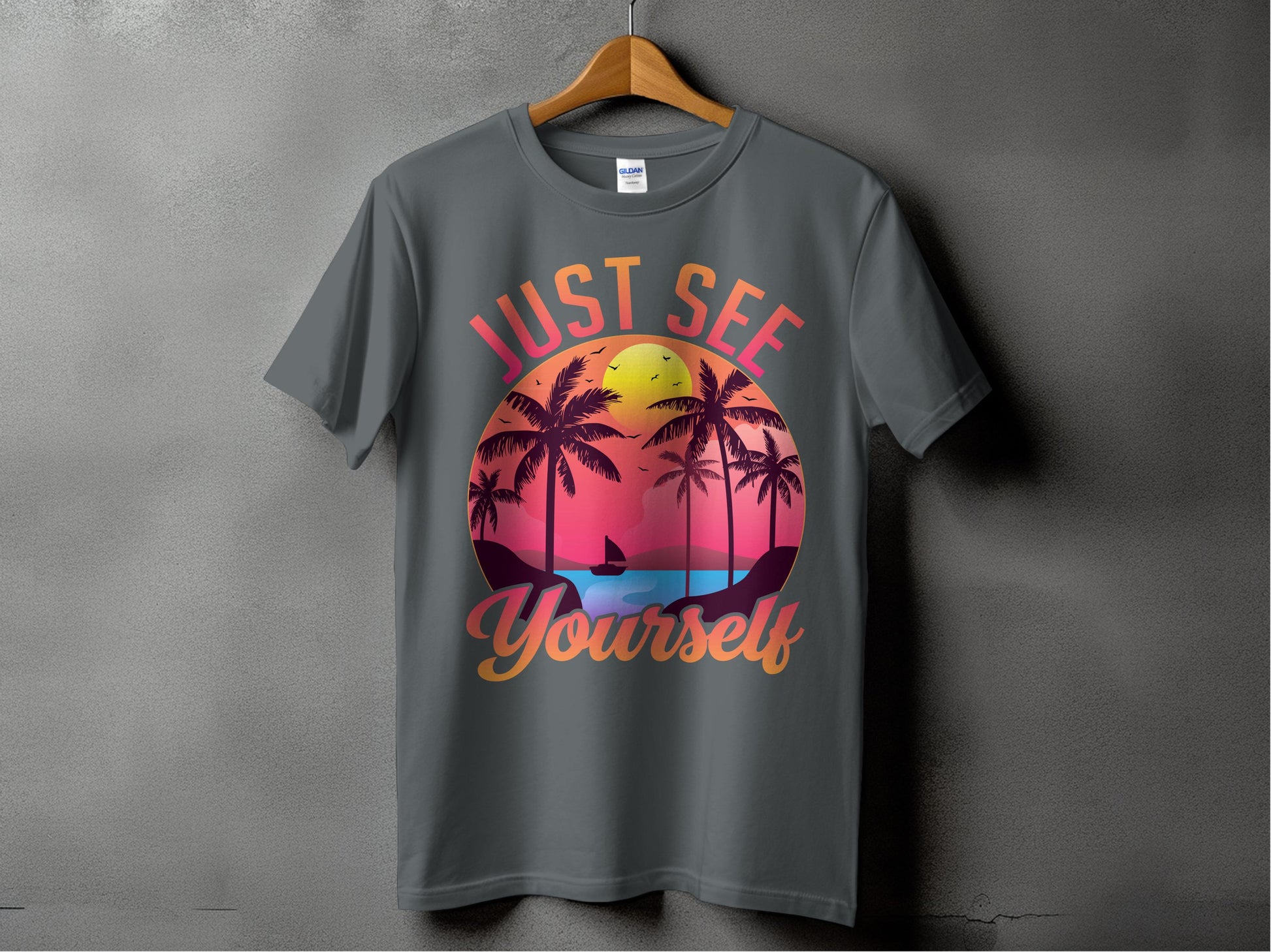 Just See Yourself Palm Trees Sunset T-Shirt product